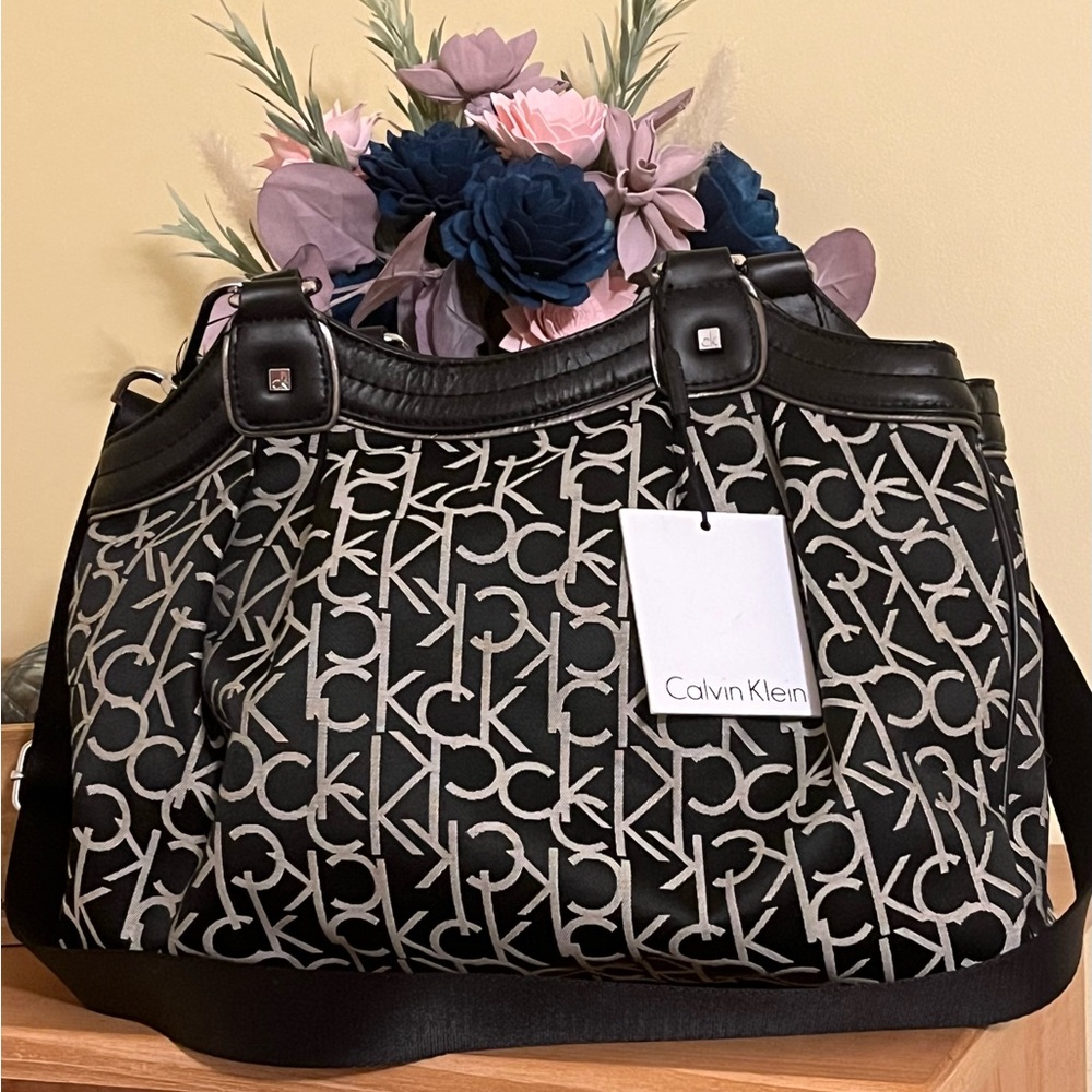Calvin Klein Black and Gray Shoulder Bag